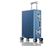漫游全铝镁合金行李箱金属男铝框拉杆箱登机箱大旅行箱包小箱子 金属蓝加厚航空级铝镁合金 20英寸 2025焕新版可登机