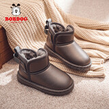 巴布豆（BOBDOG）巴布豆童鞋男童靴子冬季软底加绒儿童雪地靴 B16515030 枪色27