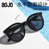 aojo太阳镜复古圆框墨镜驾驶开车司机镜防紫外线防晒SF214 BKC1