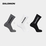 萨洛蒙（Salomon）男女款 户外运动休闲舒适透气长筒袜子 EVERYDAY CREW 3-PACK 混合灰 C20862 S