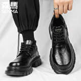 森马男鞋春季新款英伦商务正装皮鞋男软底结婚新郎伴郎鞋厚底德比鞋男 黑色 41 (255mm)