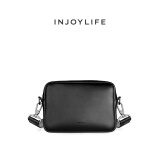 INJOYLIFE男生包包单肩斜挎包男潮牌港风斜挎包复古小包休闲包 黑色