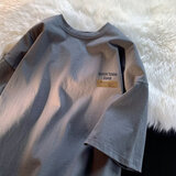 POUM简约短袖T恤男夏季男生宽松薄款衣服潮牌潮流体恤帅气百搭 MSL-C338深灰色 L 【建议120-135斤】