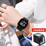 路星瑶儿童手表男孩女孩小学生防水科技感太空人手表女简约运动电子手表 黑色【金属表盒+手链】