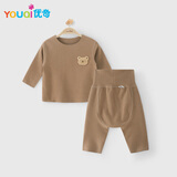 优奇宝宝德绒套装婴儿保暖内衣加绒秋衣秋裤睡衣高腰护肚大pp裤冬
