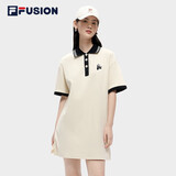 FILA FUSION斐乐潮牌女子连衣裙夏季时尚宽松简约POLO领连身裙