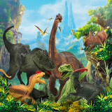 爸爸妈妈 儿童恐龙玩具软胶恐龙模型恐龙世界侏罗纪霸王龙6只套装宝宝动物仿真模型玩具大号男孩3-6岁礼物