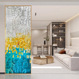 珐琅彩艺术玻璃入户玄关屏风隔断客厅过道鞋柜推拉移门平开门水晶 上门测量尺寸