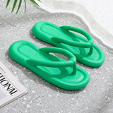 果洛菲（GUOLUOFEI）夏季踩屎感EVA人字拖男沙滩平底凉鞋防滑浴室拖鞋女 墨绿 40-41