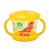 NUBY（努比）宝宝零食杯婴儿零食碗幼儿防泼洒带盖便携手柄儿童辅食盒 黄色恐龙