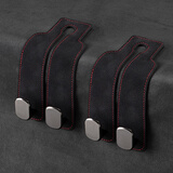 RECB汽车挂钩车载座椅背升级隐藏双挂钩翻毛皮后排车内用包包储物挂钩 【黑色】翻毛皮金属挂钩2个装