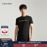 Calvin Klein Jeans夏季男女情侣中性年轻ck多色印花透气修身短袖T恤J320931 BEH-太空黑 S （推荐120-130斤）