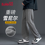 班尼路（Baleno）裤子男春秋季直筒裤复古重磅潮流雪尼尔休闲长裤慵懒风痞帅男裤