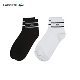 LACOSTE法国鳄鱼男女同款春季新款拼色百搭棉质舒适短袜袜子|RA2932 258/黑色/白色 2双 均码 39/42
