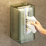 纳鸣纸巾盒卫生间壁挂式免打孔厕所抽纸盒洗脸巾多功能面巾纸收纳盒 纸巾盒-透绿色