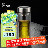 希诺双层玻璃杯男家用商务办公泡茶杯子过滤车载水杯XN-9301 265mL