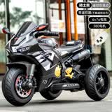 有喜娃儿童电动车摩托车男孩充电三轮车宝宝可坐可骑玩具车遥控电瓶车 骑士黑双驱特大电瓶蓝牙早教遥控
