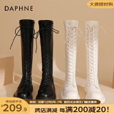 达芙妮（DAPHNE）靴子女长筒靴女骑士靴厚底马丁靴女秋冬款女靴 黑色 35