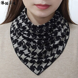 沐铭尔莱脖子带的丝巾围脖女薄款冬季护颈椎脖套韩版百搭保暖时尚假领子新款围巾三角巾 黑灰千鸟格