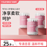 洋精灵婴儿口腔清洁棒舌苔刷嘴巴清洁器新生小朋友纱布牙刷乳牙棉棒 升级款双排线【30支/筒】*3罐