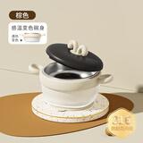 优可倍宝宝辅食保温碗婴儿专用碗316防摔防烫儿童餐具恒温幼儿注水保温 【升级款感温+带吸盘】棕色