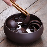 祥业 紫砂茶洗笔洗水洗陶瓷泡茶工具茶盘茶具配件零配水盂洗茶杯碗 紫砂中号单茶洗