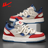 回力男鞋秋冬2025新款休闲鞋百搭情侣45大码学生运动潮牌面包板鞋潮鞋 中灰蓝红 41