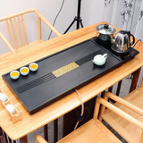 合成乌金石茶盘套装全自动上水一体石茶盘整套办公家用茶台茶盘 75*37方窗花+不锈钢茶炉 分离式