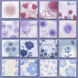 玫瑰系列便利贴网红日系ins风少女心复古色玫瑰花便签纸带粘性学 全套16款各1本[共320张]