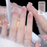 希玲妃美甲贴片穿戴甲假指甲果冻胶美甲可拆卸带工具 浪漫星辰【短款】24片