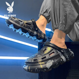 花花公子（PLAYBOY）凉鞋男2025夏季沙滩鞋男士透气厚底洞洞鞋户外凉拖鞋 黑色 40/41