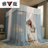 雅鹿 夏天宫廷蚊帐支架防蚊虫纹怅落地式单人家用大床双人帐纱 双层帐纱典雅烟雾兰25mm支架 200*220cm【适用2.0米床】