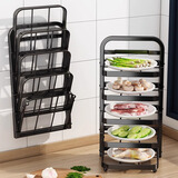 奥的  厨房配菜架配菜盘置物架备菜架家用多功能火锅备菜专用菜盘托盘 黑色五层（台面款）