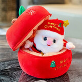 嘉百利苹果里的圣诞老人公仔圣诞树玩偶毛绒玩具娃娃抱枕儿童圣诞节礼物 苹果+圣诞老人 小号16-20厘米