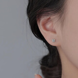 BJYLS999足银玫瑰花耳钉女养耳洞纯银耳线耳环不易过敏免摘耳饰礼物女 999足银玫瑰花银色（耳钉款）