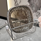 BSD吐骨碟食品级高档创意桌面骨头碟餐桌垃圾渣盘轻奢水果盘客厅家用 吐骨碟6个+收纳架（透灰银）