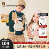 暇步士（Hush Puppies）童装儿童男女大童针织外套春秋新款舒适拉链开衫摇粒绒外套 丛林绿 170cm