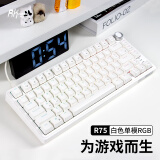 RK ROYAL KLUDGERK R75Pro客制化机械键盘2.4g无线蓝牙有线三模电竞游戏办公全键热插拔gasket结构hifi麻将音QMK 白色(雪皇轴)热插拔(有线单模) RGB