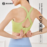 暴走的萝莉跑步瑜伽健身服美背防震文胸 LLWX02948 冬梨绿 XL