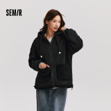 森马（Semir）森马外套女仿羊羔毛摇粒绒双面穿连帽重磅夹克24新款109724108002