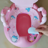 庭扬儿童马桶垫坐便器坐垫小孩婴儿毛绒加厚防冷冬天宝宝保暖套粘贴女 U型卡通粉