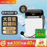 索爱（soaiy）S318小蜜蜂扩音器教师专用蓝牙音箱音响小喇叭TF卡U盘录音麦克风户外导游便携式教学Type-c 黑