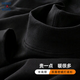 GENIOLAMODE森马集团长袖t恤男士加绒冬天保暖内穿打底半高领秋衣服 黑色 XL