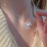 CATIFF平安锁项链999足银和田玉髓925纯银长命锁送闺蜜送妈妈圣诞节礼物 S999材质「平安祥云项链-银色」