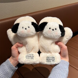 DUTRIEUX 手套女冬季骑行保暖毛绒绒加厚柔软学生可爱小狗可挂脖防寒手套 毛绒手套【可爱小狗白色】