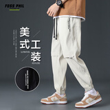 Foss Phil裤子男士春秋季百搭修身美式工装束脚字母运动休闲裤3308卡其2XL