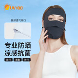UV100防晒面罩全脸防紫外线春夏季男女户外薄透气遮阳口罩23510暗夜黑