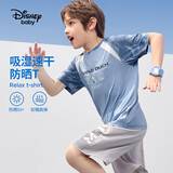 迪士尼（DISNEY）男童速干短袖T恤防晒高弹六一儿童节半袖上衣25夏DB421BE13灰110