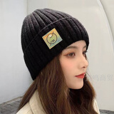 HACNSKD帽子女秋冬季绒线帽 女士新款时尚韩版百搭可爱针织帽 小雏菊+变色标黑色
