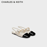 CHARLES&KEITH珠链绊带饰低跟凉鞋玛丽珍鞋女鞋子女生日礼物送女友CK1-70900382 CK1-70900382-2奶白色 38